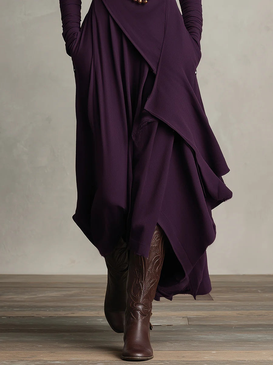 Genevieve | Turtleneck Draped Maxi Dress for Women