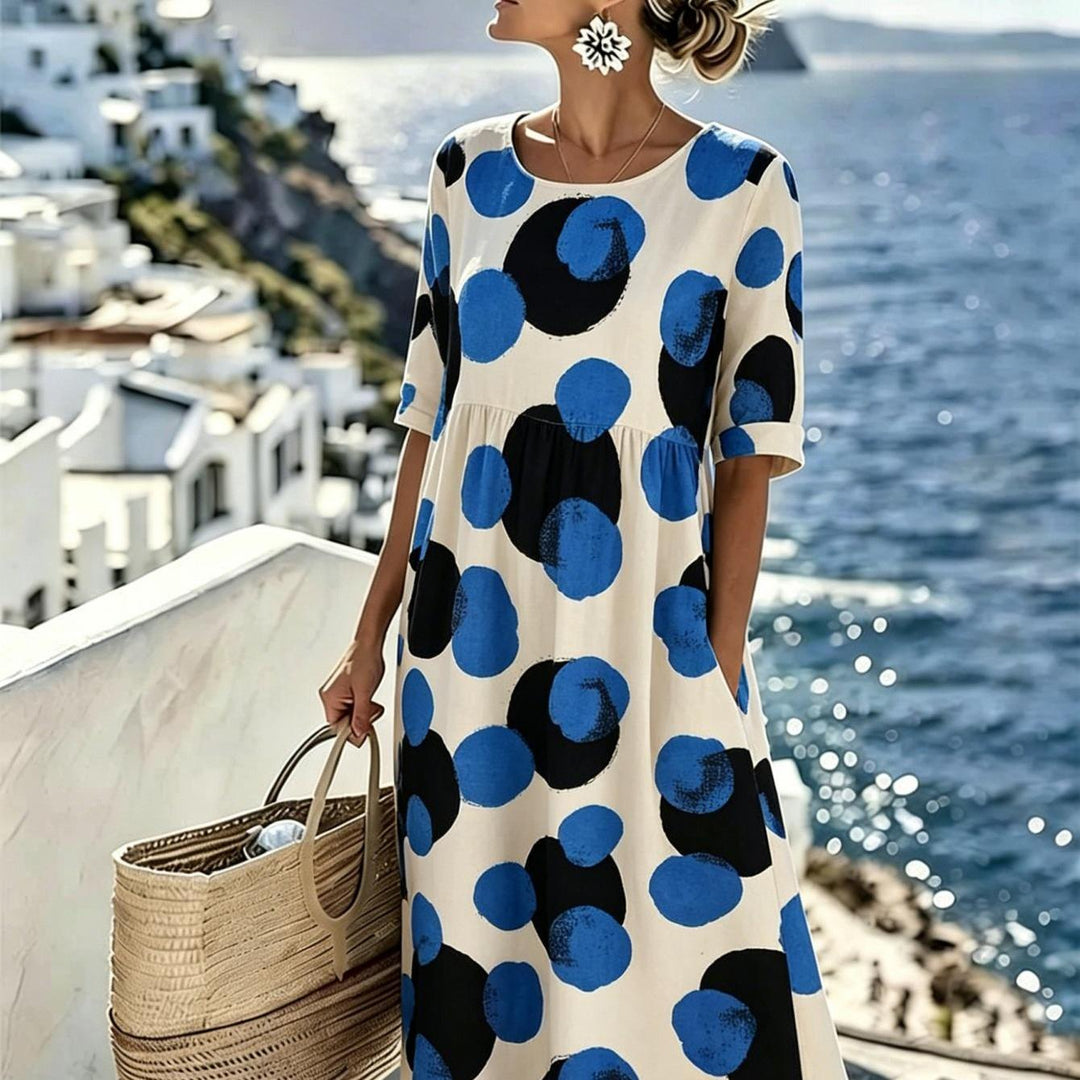 Celeste | Coastal Polka Dot Midi Dress for Women