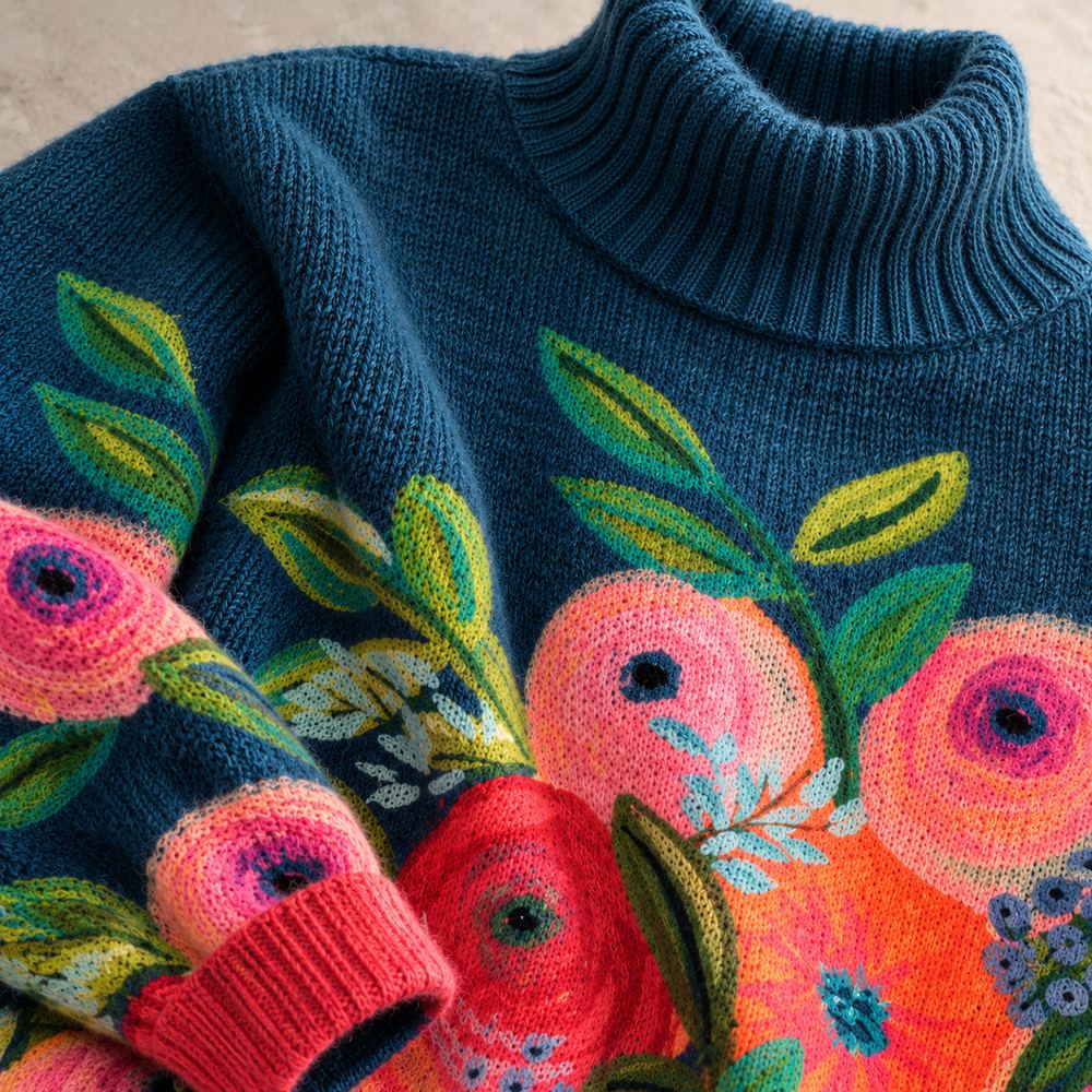 Alice | Floral Embroidered Turtleneck Knit Sweater