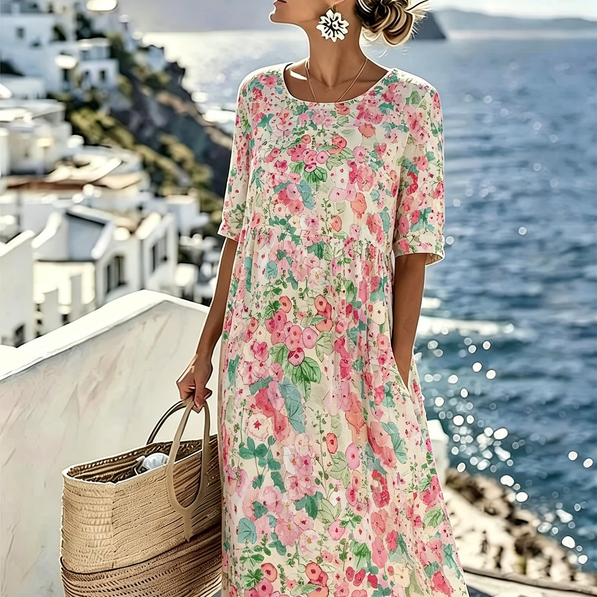 Lily | Elegant Floral Summer Midi Dress for Women