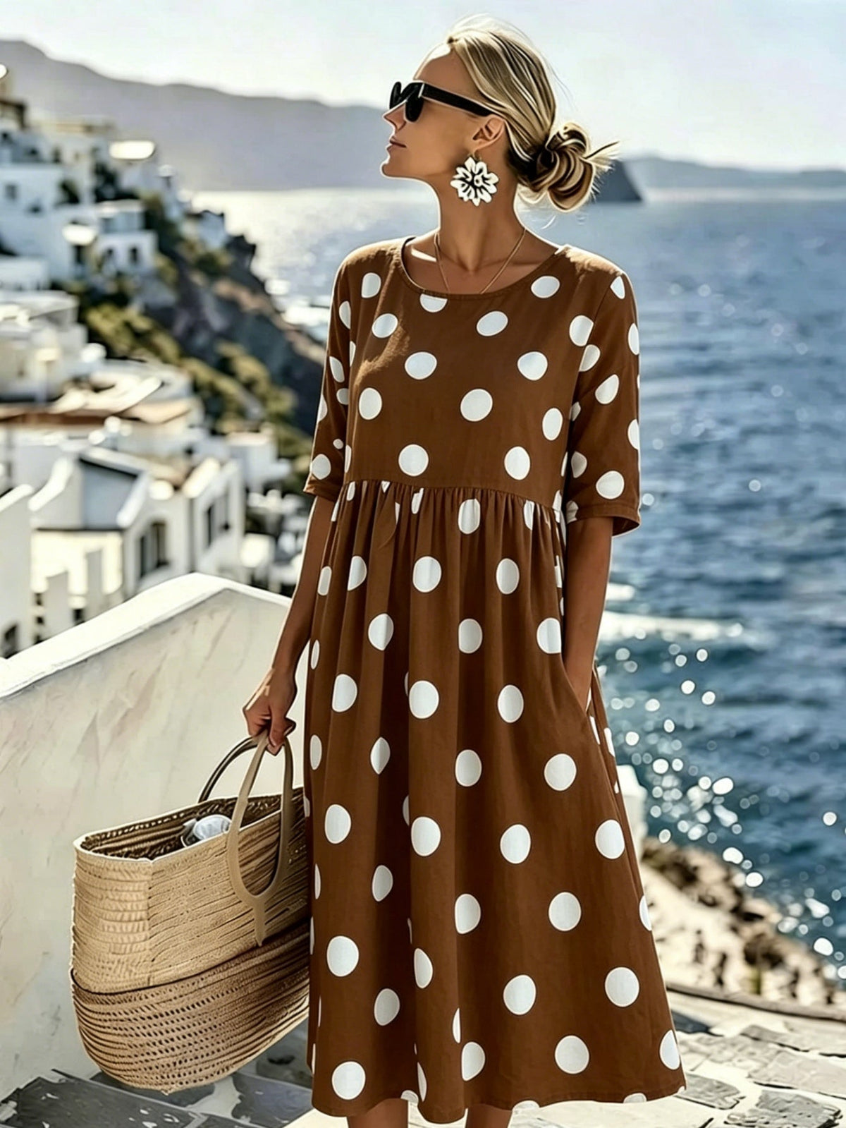 Penelope | Classic Polka Dot Midi Dress for Women
