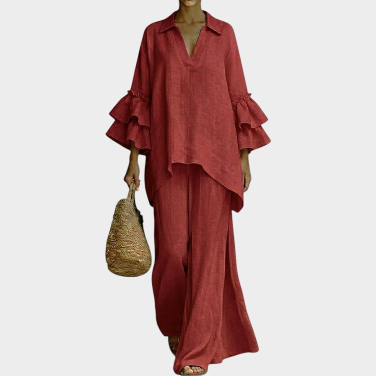 Ariela | Oversized Top and Wide-Leg Pants Two-Piece Set for Women