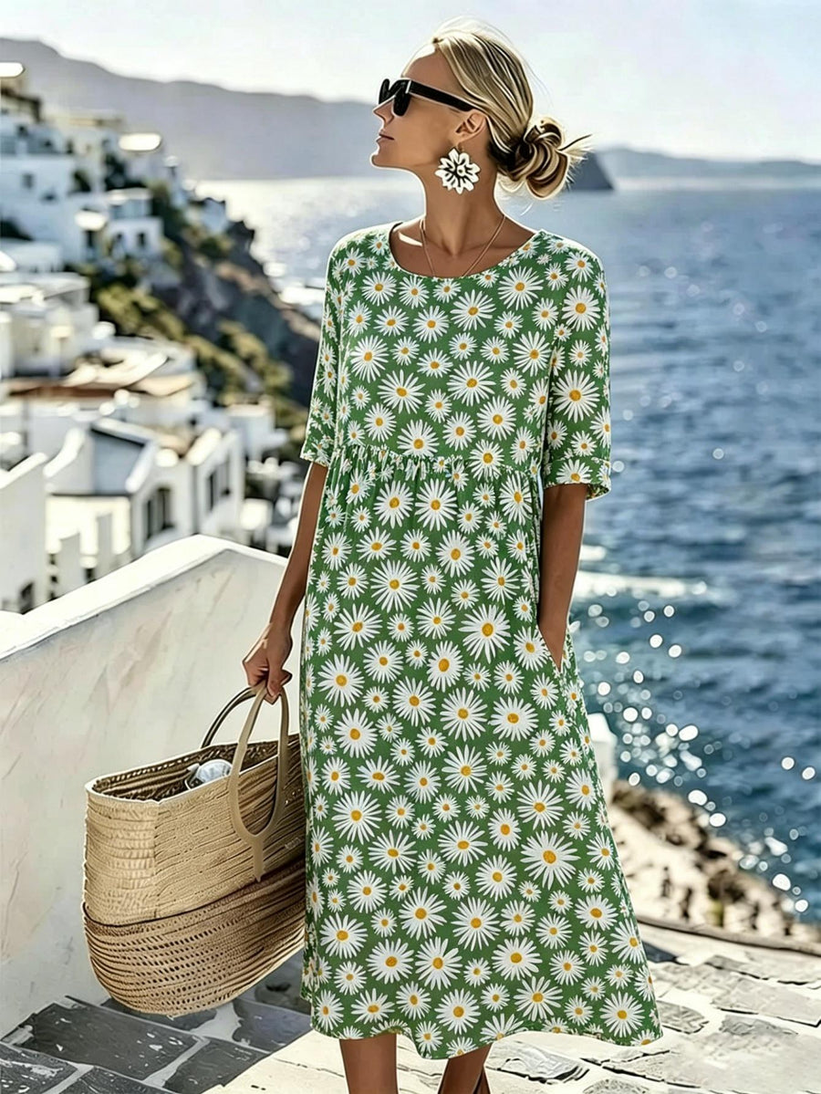 Daisy | Blooming Meadow Floral Midi Dress for Women