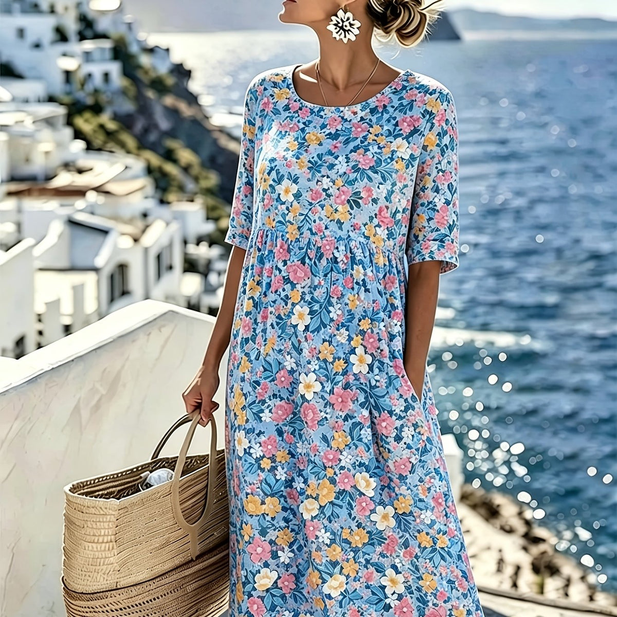 Charlotte | Elegant Floral Summer Midi Dress for Women