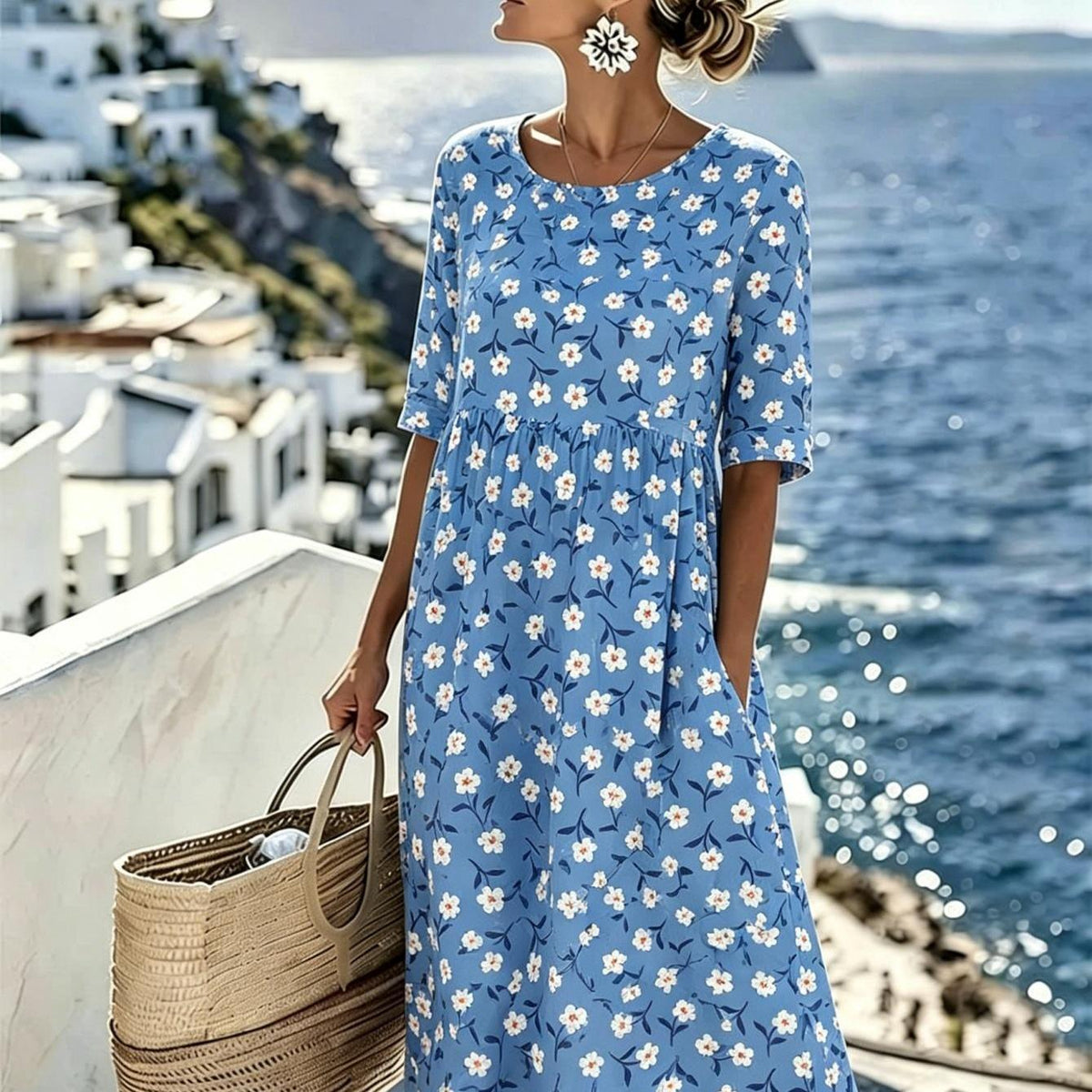 Lily | Elegant Floral Summer Midi Dress for Women
