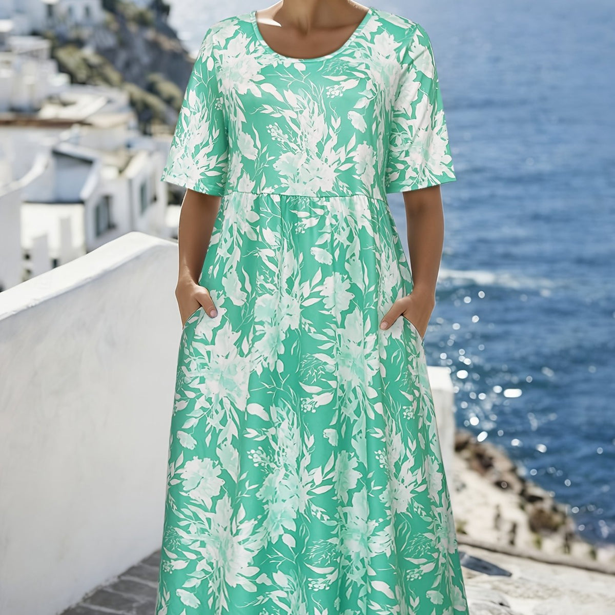 Isla | Bohemian Coastal Floral Midi Dress for Women