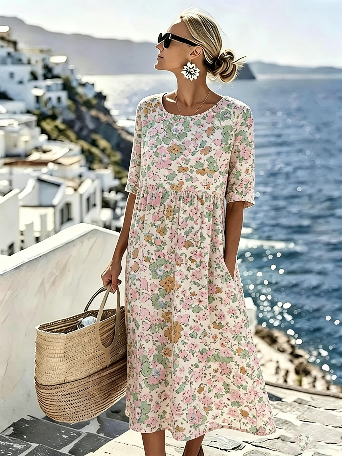 Lily | Elegant Floral Summer Midi Dress for Women