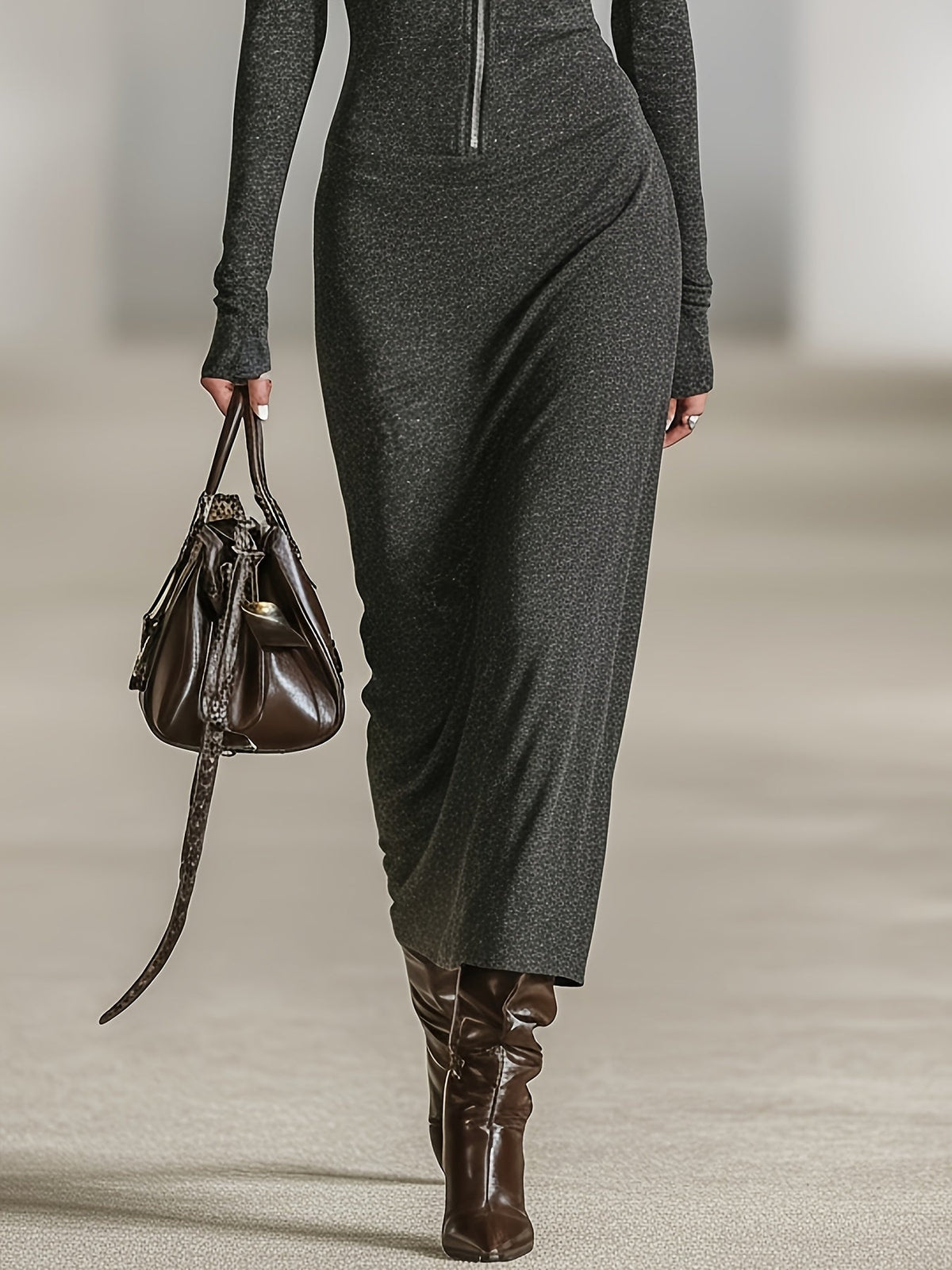 Liorra | Hooded Zip-Detail Long-Sleeve Mini Dress for Women