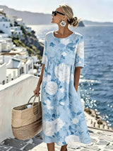 Skye | Elegant Floral Coastal Midi Dress for Women