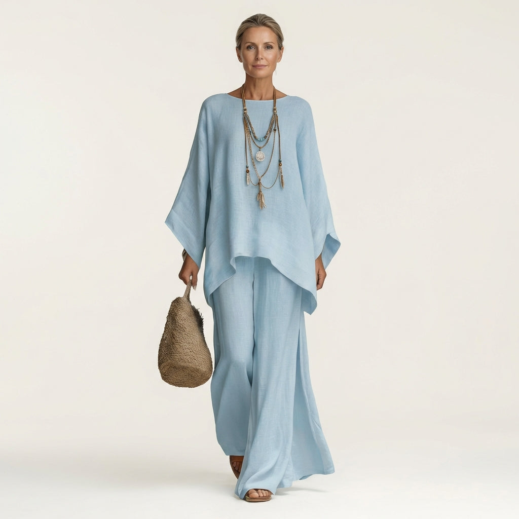 Majolie | Linen-Blend Boho Two-Piece Set for Women