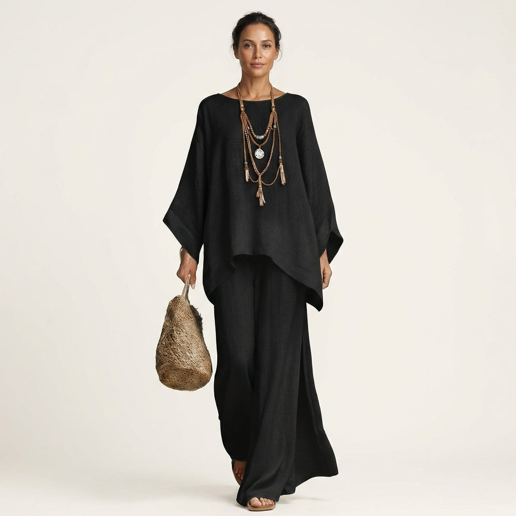 Majolie | Linen-Blend Boho Two-Piece Set for Women