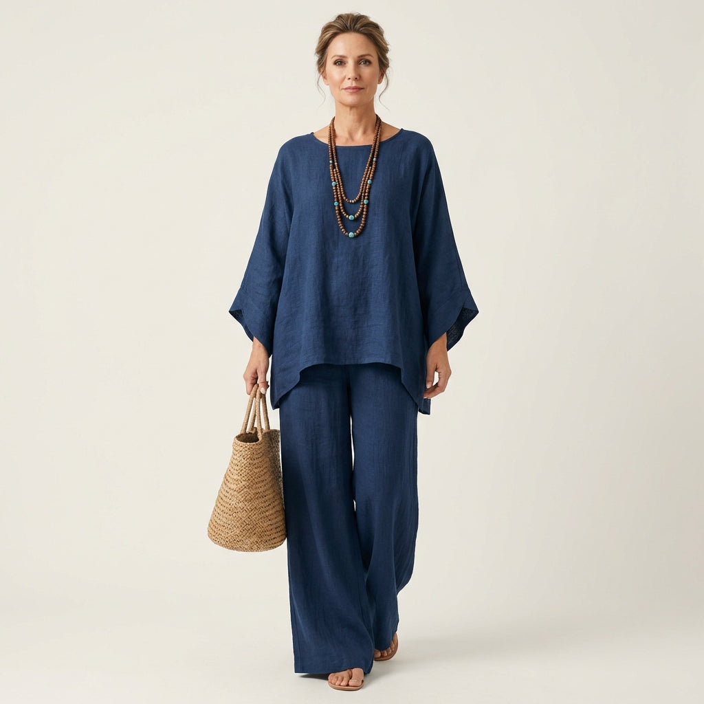 Majolie | Linen-Blend Boho Two-Piece Set for Women