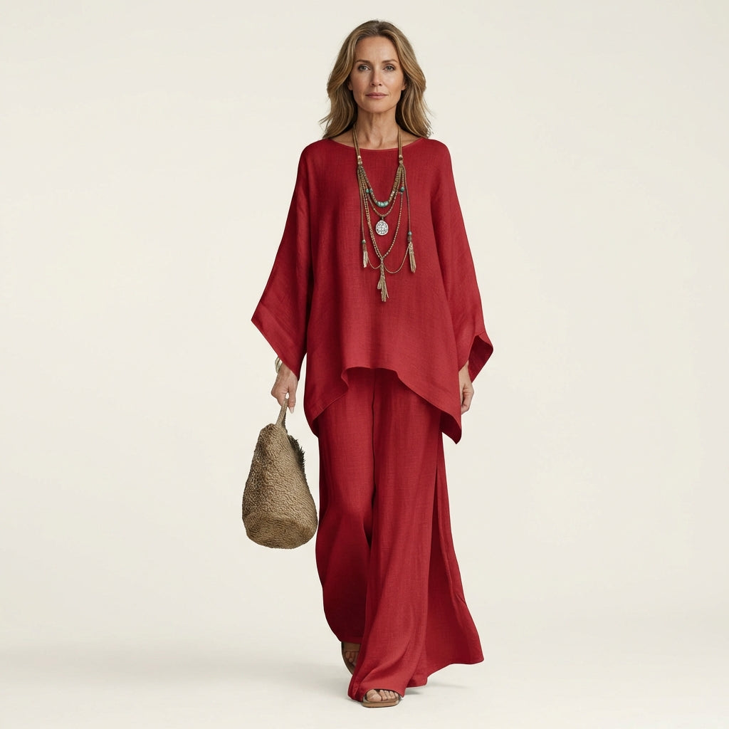 Majolie | Linen-Blend Boho Two-Piece Set for Women