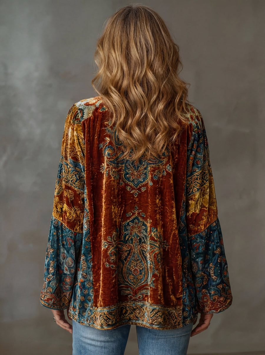 Amara | Bohemian Print Open-Front Kimono Jacket for Women