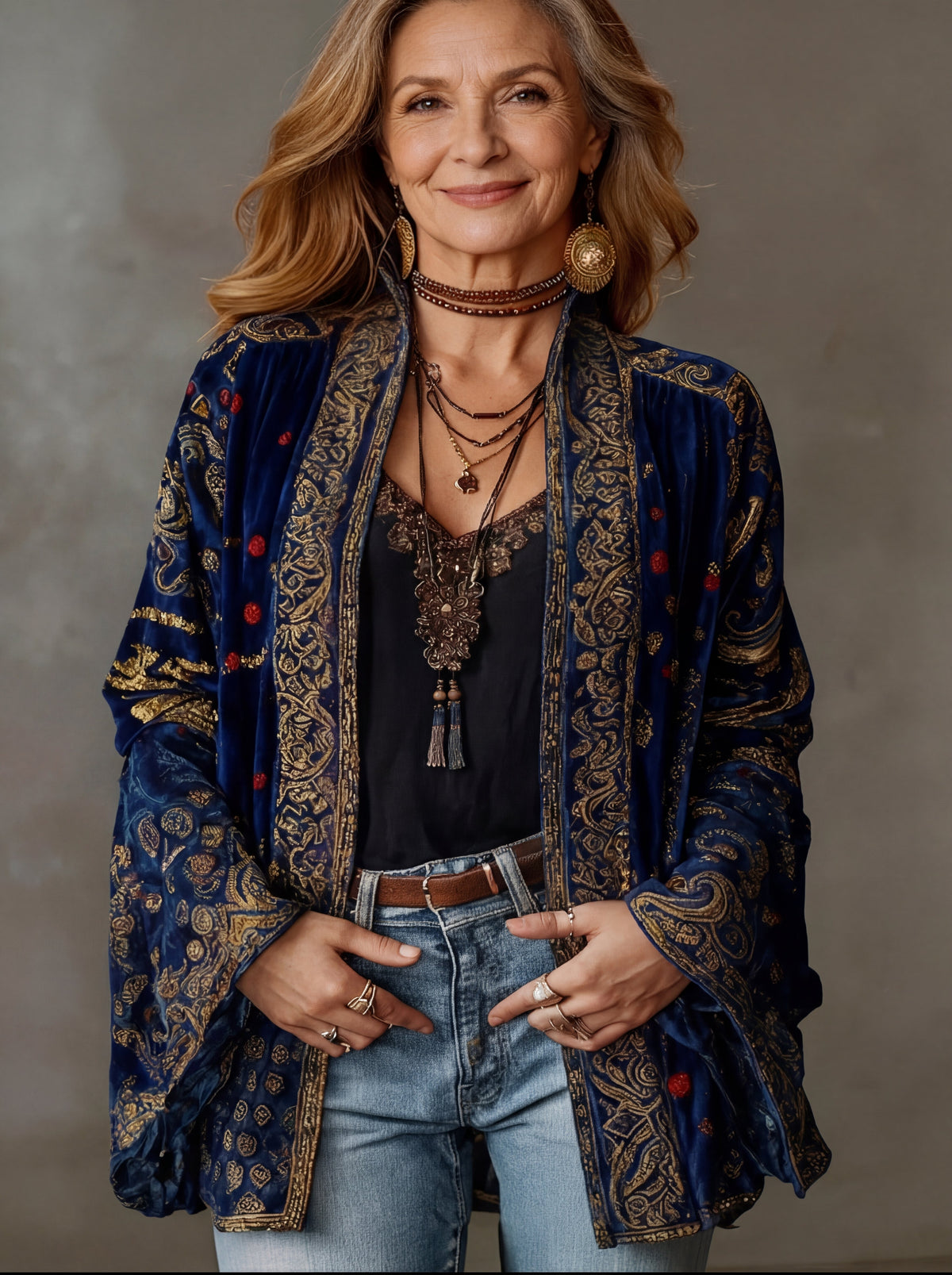 Amara | Bohemian Print Open-Front Kimono Jacket for Women