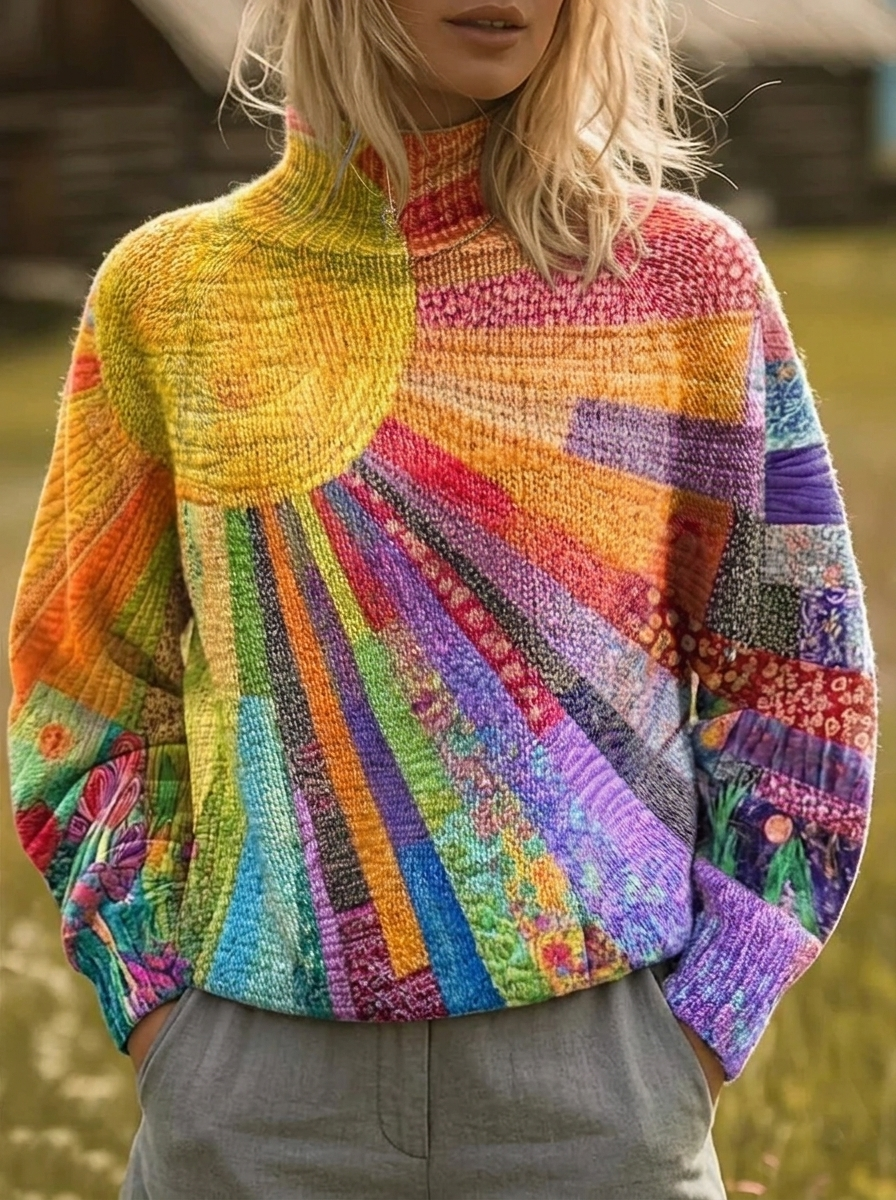 Rosalind | Sunburst Print Turtleneck