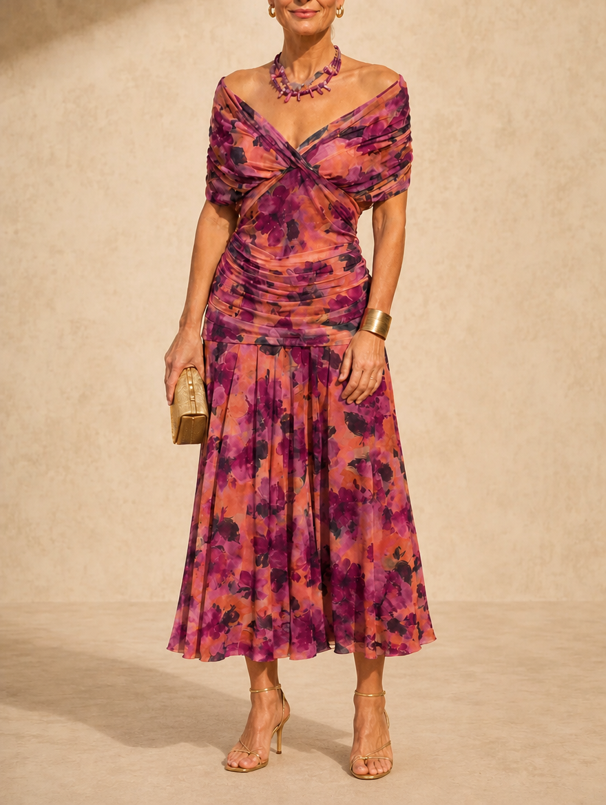 Seraphine | Ruched Flutter Midi