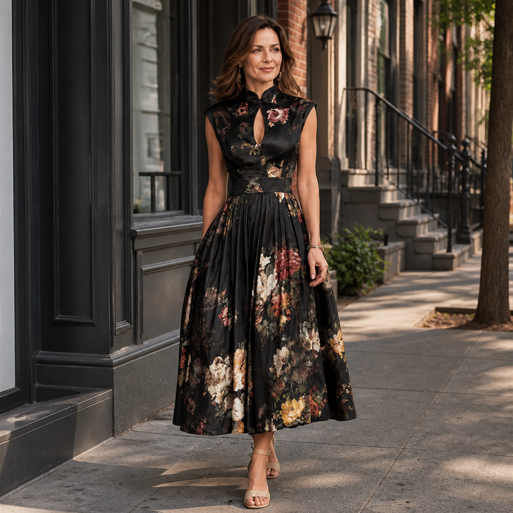 Flavia | Elegant Chiffon Maxi Dress for Women