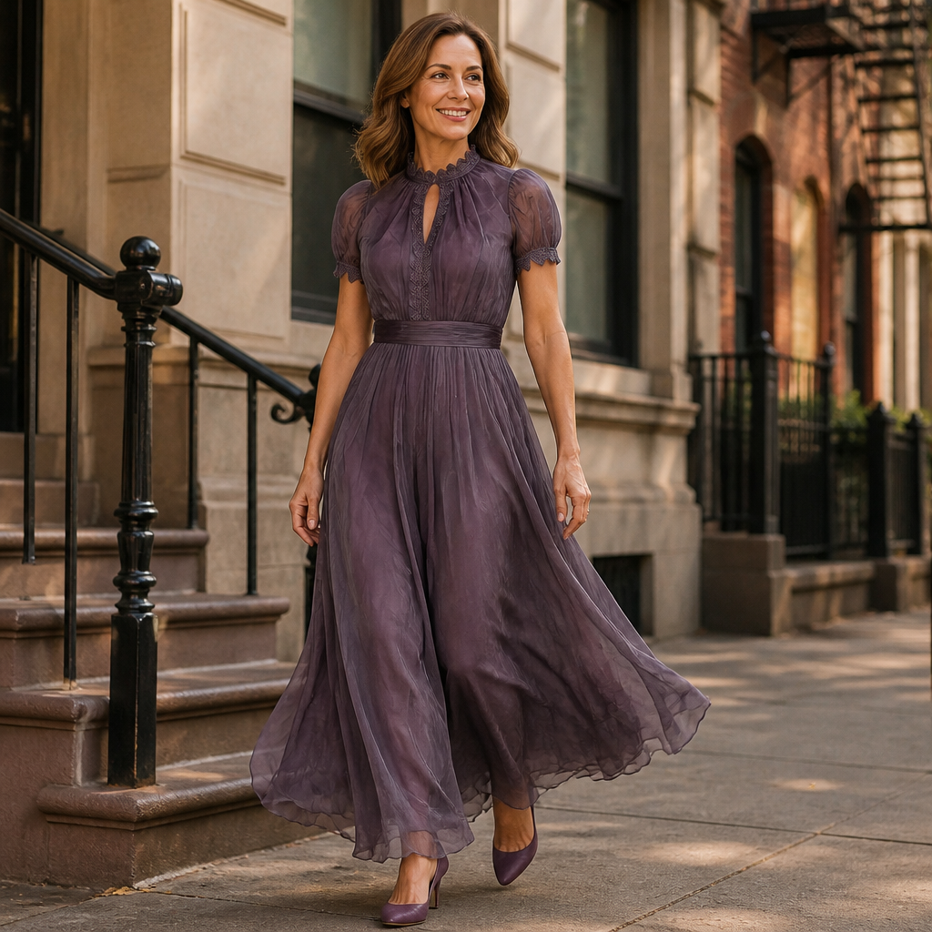 Flavia | Elegant Chiffon Maxi Dress for Women