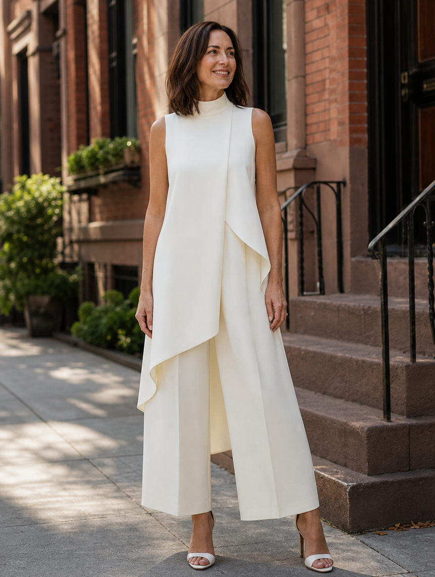 Imogen | Sculpted High-Neck Wide-Leg Jumpsuit for Women