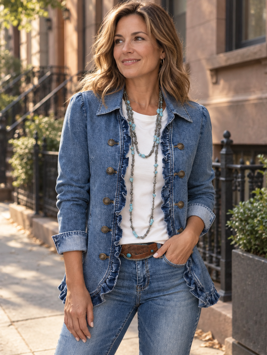 Ruffelle | Ruffle-Trim Jacket