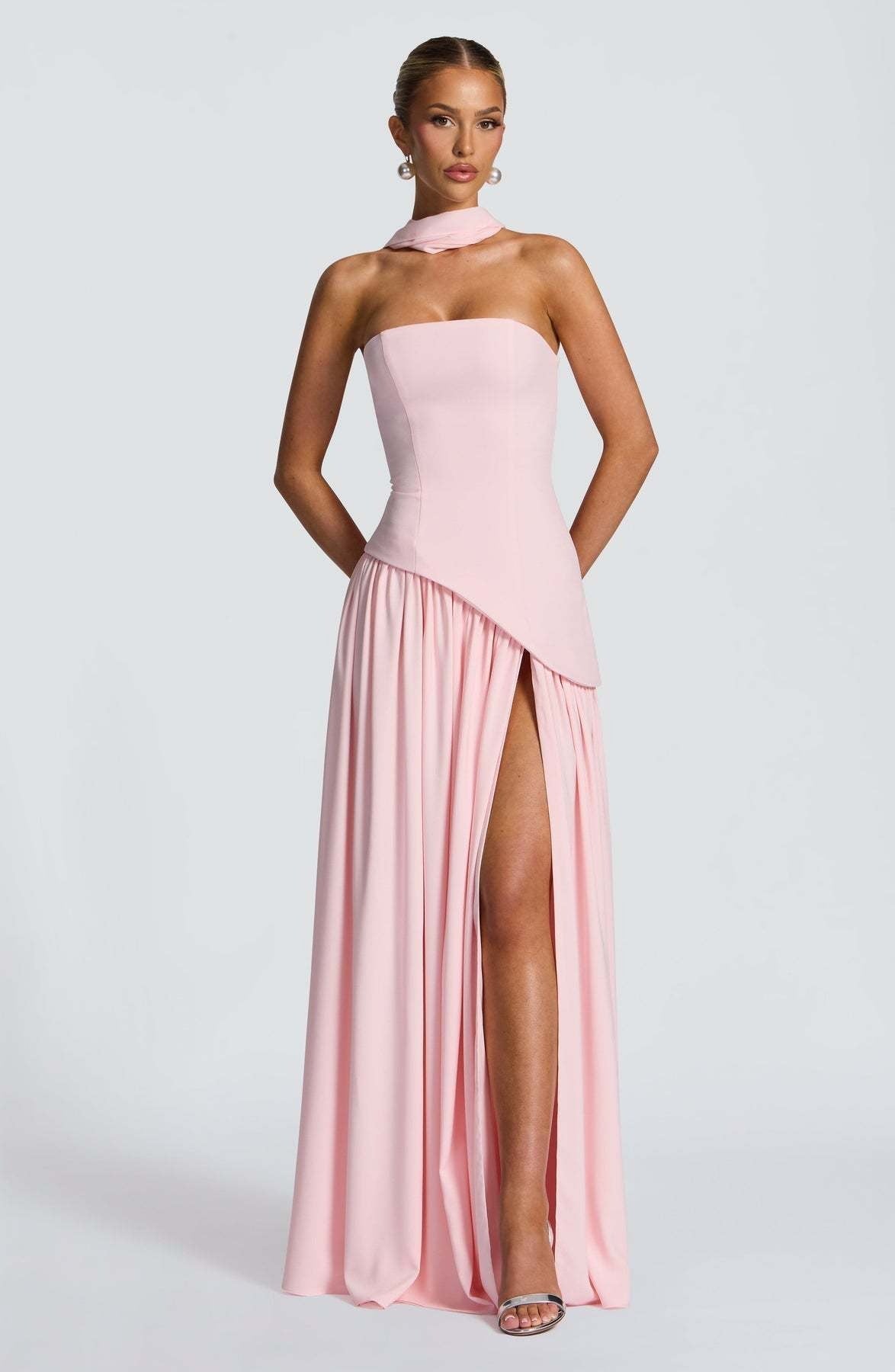 Lina | Strapless Maxi Dress with High Slit for Women