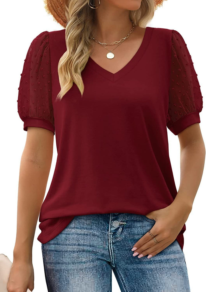 Jessica | Puff-Sleeve V-Neck Top for Women | Smart Casual
