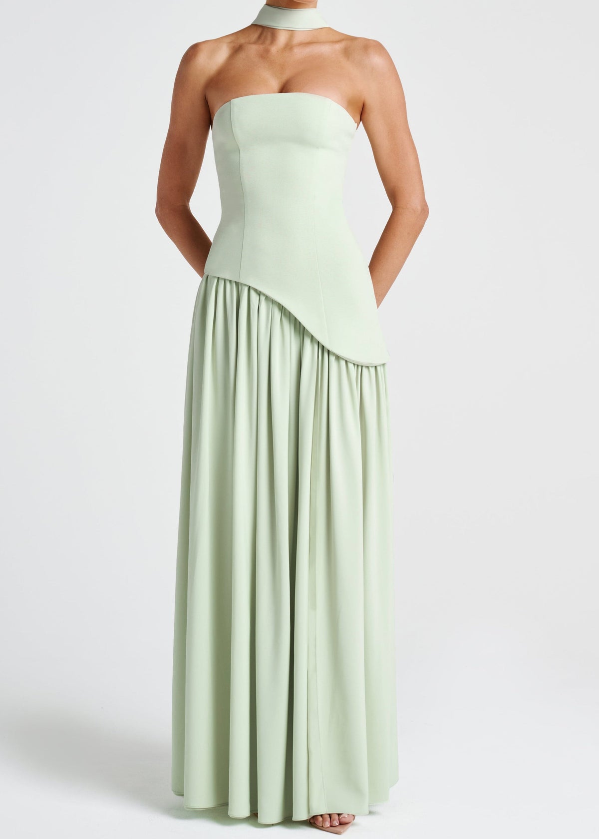 Lina | Strapless Maxi Dress with High Slit for Women