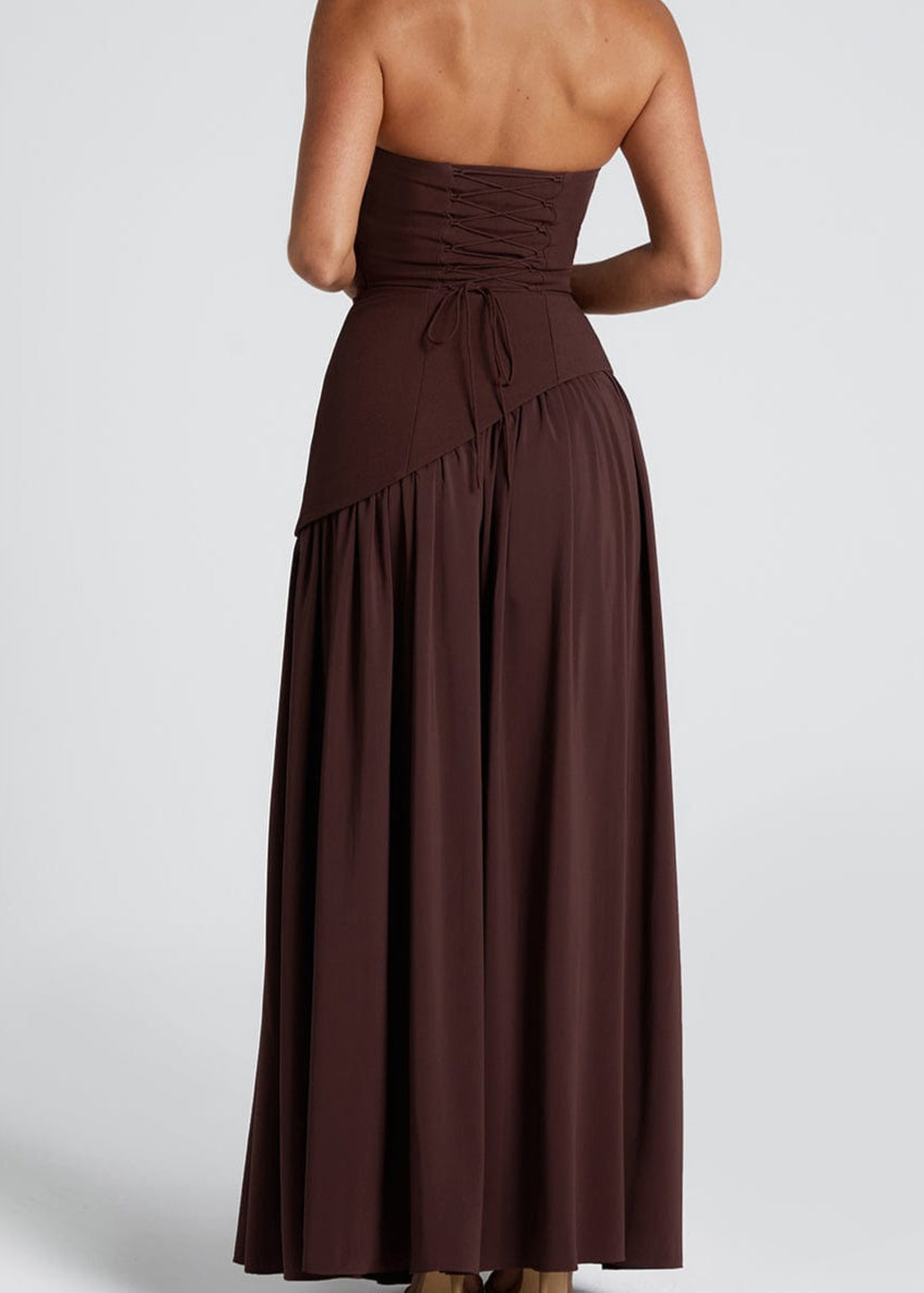 Lina | Strapless Maxi Dress with High Slit for Women
