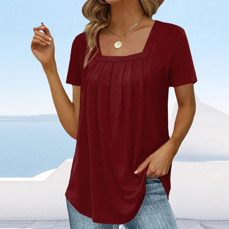 Valina | Pleated Square Neck Top