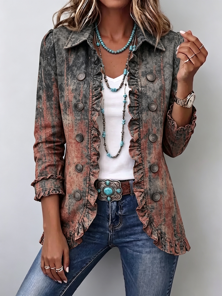 Bristow | Vintage Gradient Textured Ruffle Jacket for Women