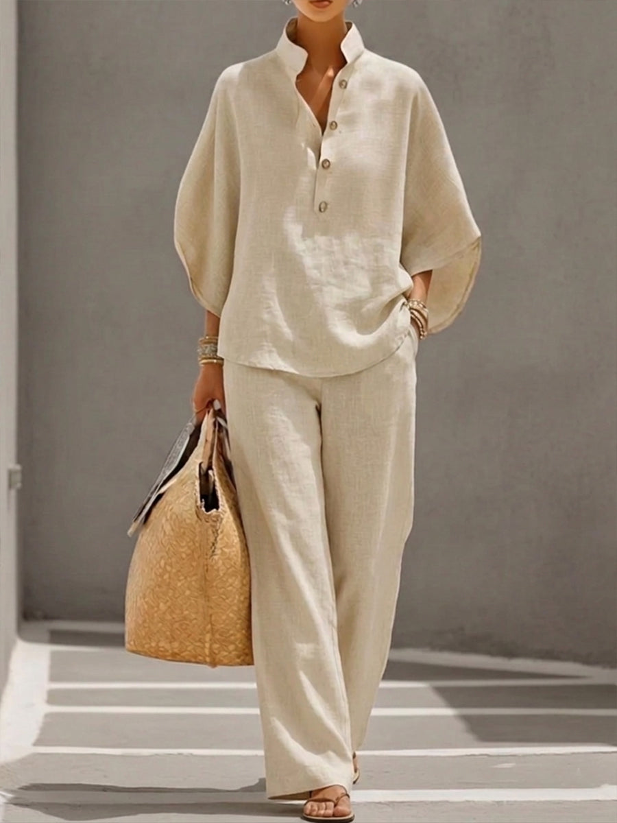 Harper | Batwing Top and Wide-Leg Pants Two-Piece Set for Women