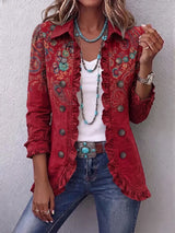 Fayrene | Bohemian Paisley Ruffle Jacket for Women