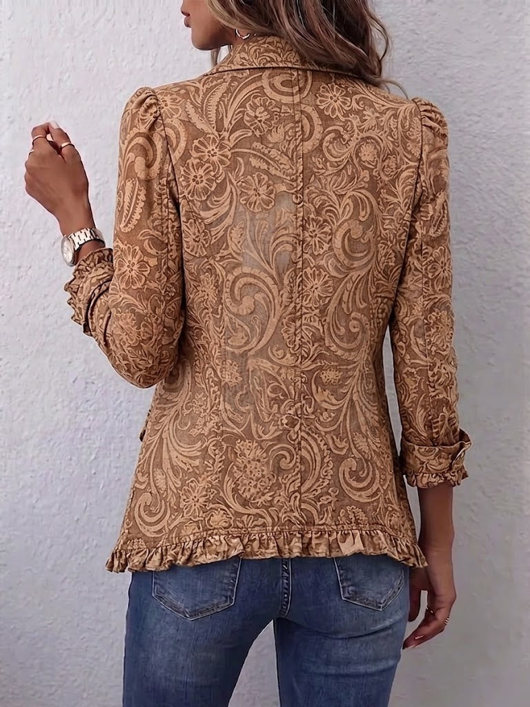 Vyclara | Vintage Bohemian Floral Ruffled Jacket for Women