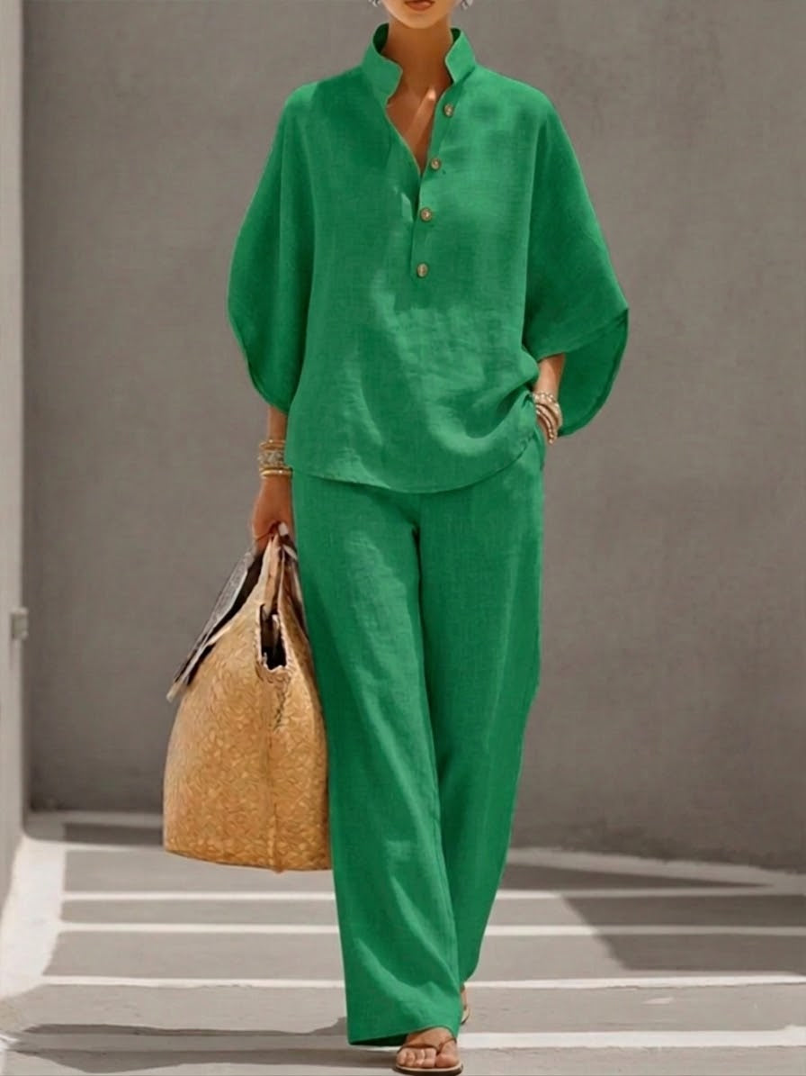 Harper | Batwing Top and Wide-Leg Pants Two-Piece Set for Women