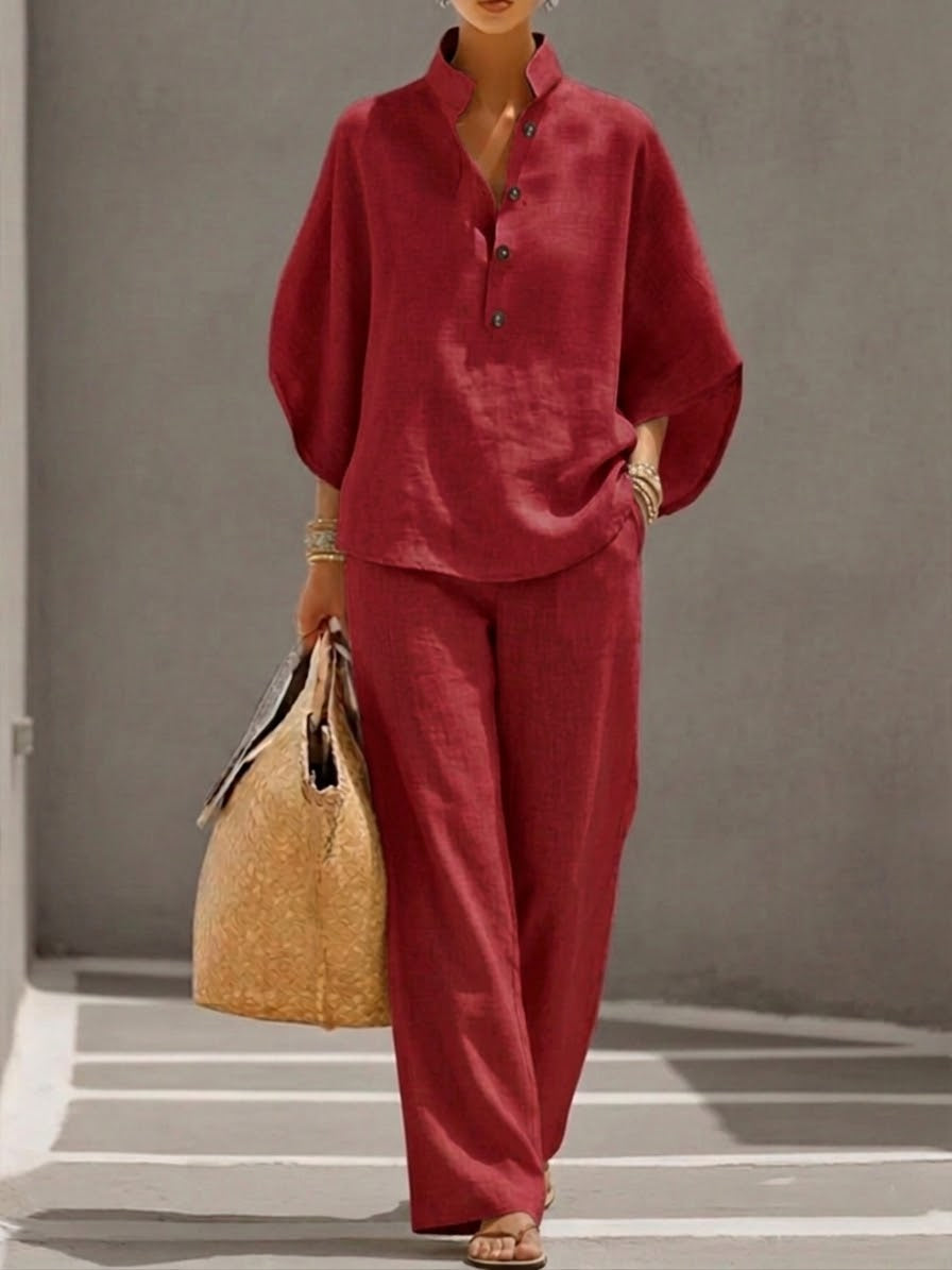 Harper | Batwing Top and Wide-Leg Pants Two-Piece Set for Women