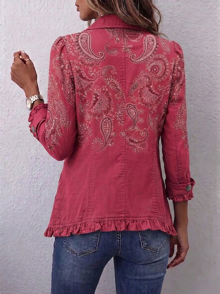 Anouk | Vintage Paisley Print Ruffled Jacket for Women