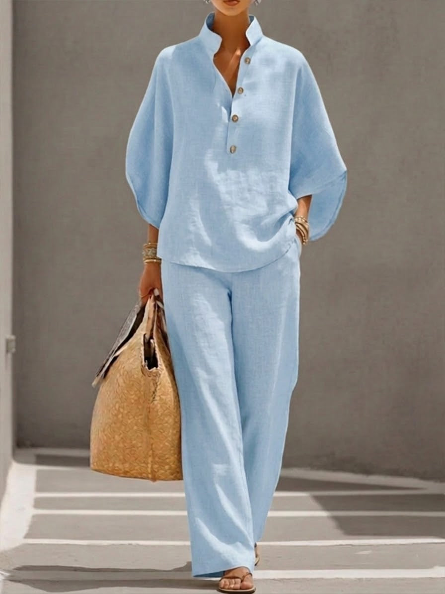 Harper | Batwing Top and Wide-Leg Pants Two-Piece Set for Women