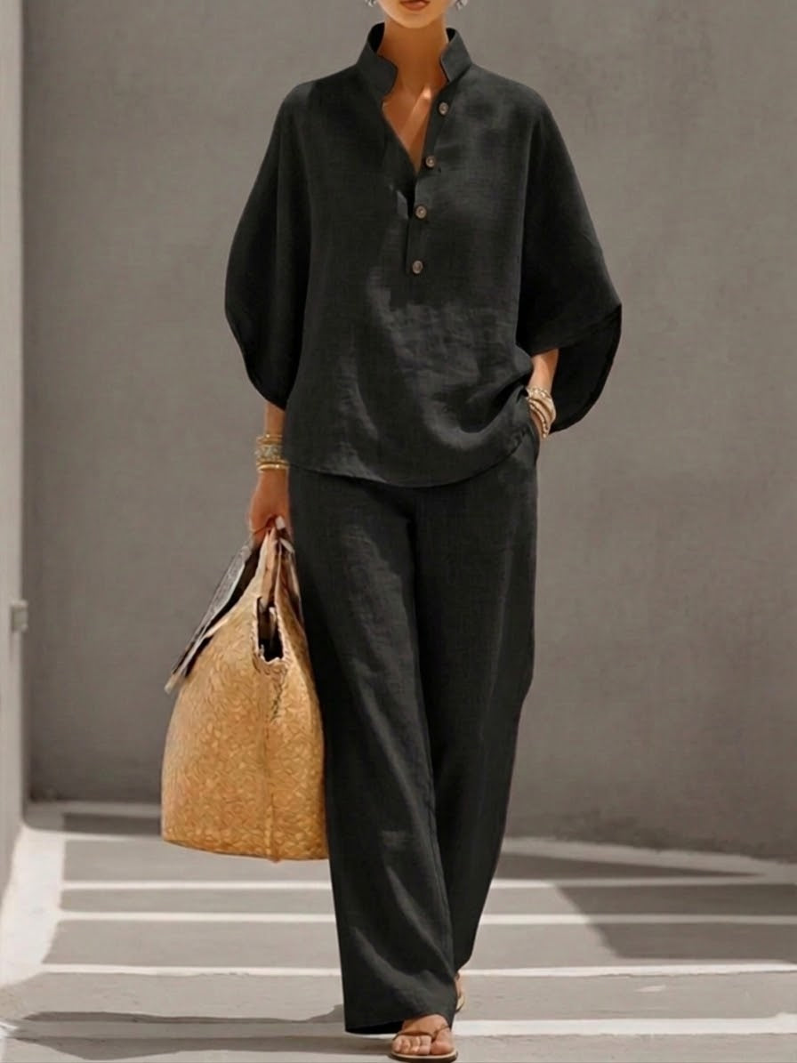 Harper | Batwing Top and Wide-Leg Pants Two-Piece Set for Women