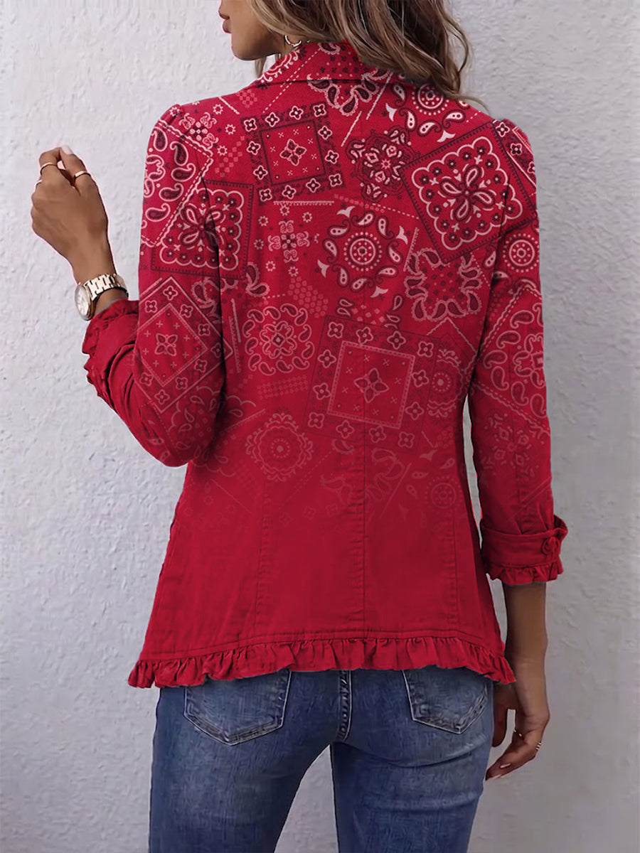 Criselle | Paisley Ombre Print Ruffled Jacket for Women